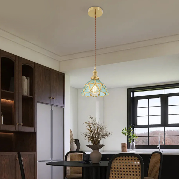 Suspension moderne, plafonnier, réglable en hauteur, convient pour salle à manger, cuisine, îlot, couloir, cuisine, E27, bleu lac