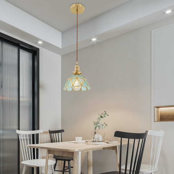 Suspension moderne, plafonnier, réglable en hauteur, convient pour salle à manger, cuisine, îlot, couloir, cuisine, E27, bleu lac