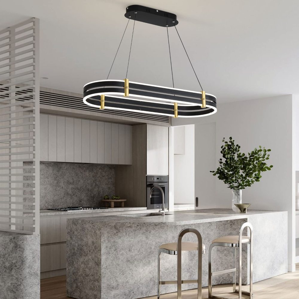 Plafonnier LED moderne, Lustre moderne et réglable avec télécommande, lustre de haute température de couleur pour salle à manger, salon