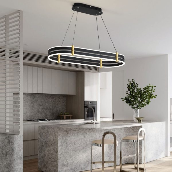 Plafonnier LED moderne, Lustre moderne et réglable avec télécommande, lustre de haute température de couleur pour salle à manger, salon