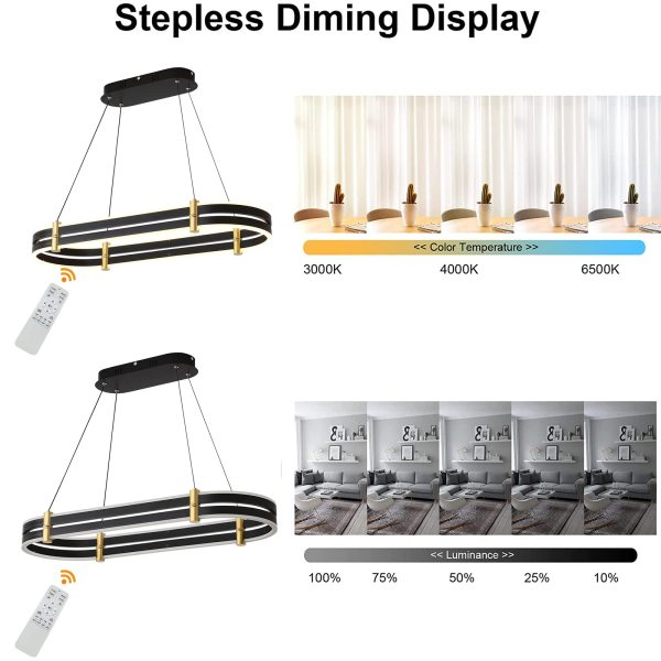 Plafonnier LED moderne, Lustre moderne et réglable avec télécommande, lustre de haute température de couleur pour salle à manger, salon