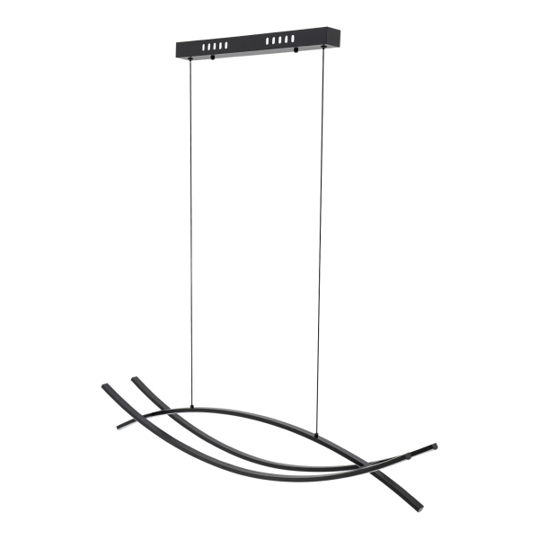 Lustre LED à ligne incurvée minimaliste, suspension linéaire, lustre LED à intensité variable, idéal pour l'îlot de cuisine, la salle à manger, le salon, la chambre à coucher
