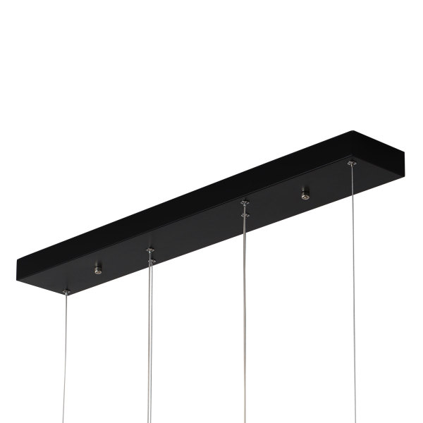 Luminaire suspendu LED linéaire à 3 lumières pour cuisine, adapté au salon, cuisine, balcon, couloir, salle de bain, sous-sol, télécommande, noir