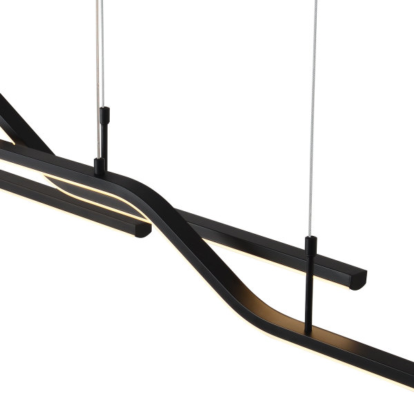 Luminaire suspendu LED linéaire à 3 lumières pour cuisine, adapté au salon, cuisine, balcon, couloir, salle de bain, sous-sol, télécommande, noir