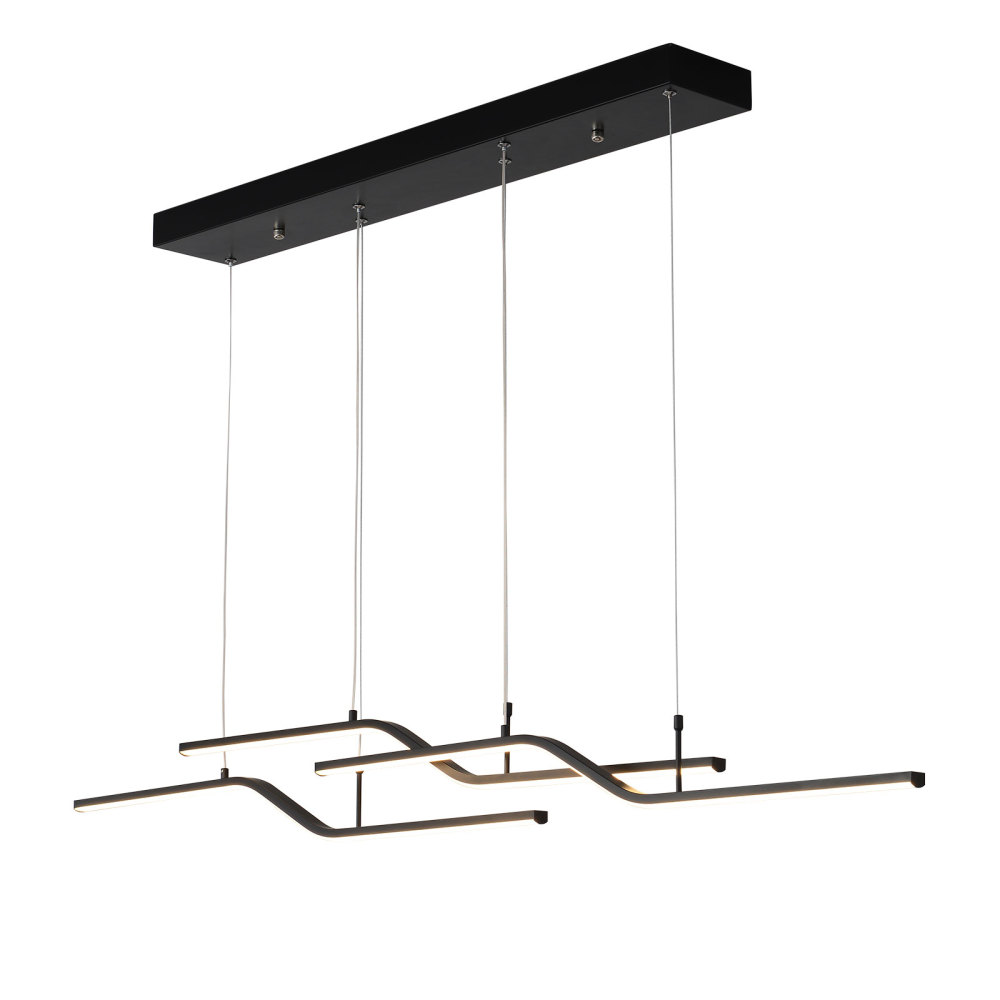 Luminaire suspendu LED linéaire à 3 lumières pour cuisine, adapté au salon, cuisine, balcon, couloir, salle de bain, sous-sol, télécommande, noir