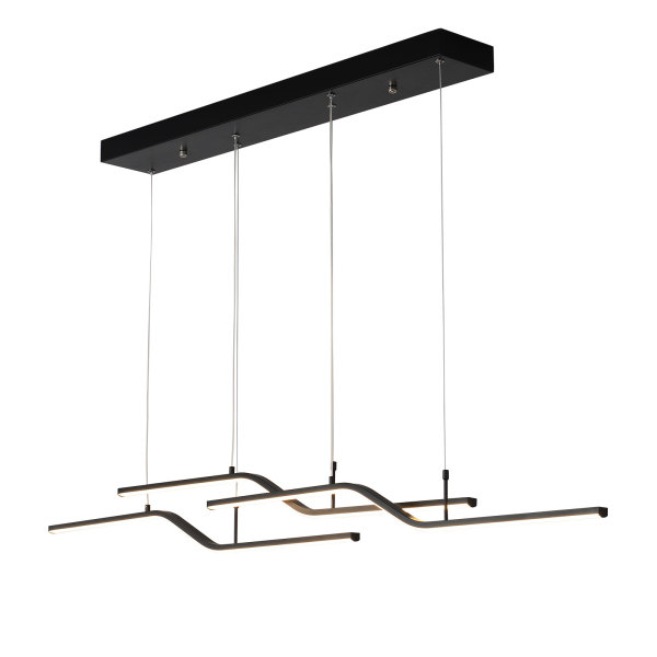 Luminaire suspendu LED linéaire à 3 lumières pour cuisine, adapté au salon, cuisine, balcon, couloir, salle de bain, sous-sol, télécommande, noir