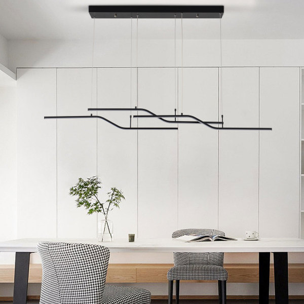 Luminaire suspendu LED linéaire à 3 lumières pour cuisine, adapté au salon, cuisine, balcon, couloir, salle de bain, sous-sol, télécommande, noir Luminaire suspendu LED linéaire à 3 lumières pour cuisine, adapté au salon, cuisine, balcon, couloir, salle de bain, sous-sol, télécommande, noir