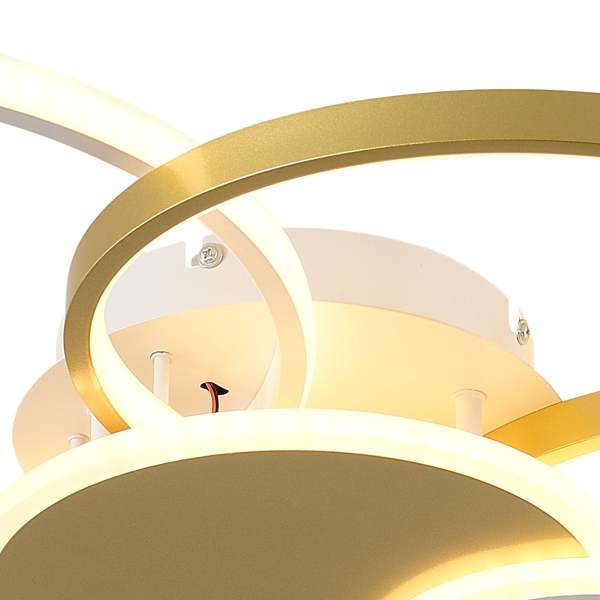 Plafonnier LED moderne 65W plafonnier LED dimmable avec télécommande 6 anneaux plafonnier encastré or
