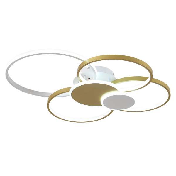 Plafonnier LED moderne 65W plafonnier LED dimmable avec télécommande 6 anneaux plafonnier encastré or