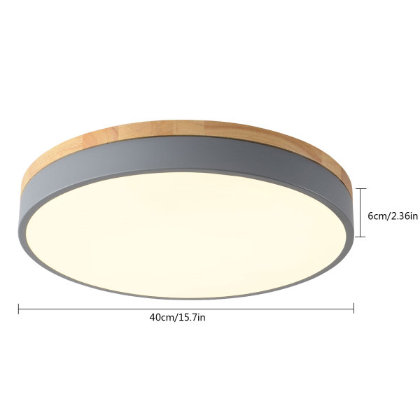 40CM plafond moderne à LEDs lampe en bois plafonnier 36W Dimmable rond éclairage de plafond balcon chambre
