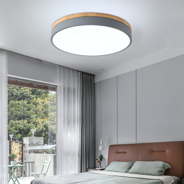 40CM plafond moderne à LEDs lampe en bois plafonnier 36W Dimmable rond éclairage de plafond balcon chambre