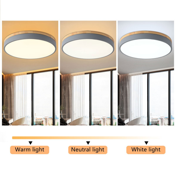 40CM plafond moderne à LEDs lampe en bois plafonnier 36W Dimmable rond éclairage de plafond balcon chambre
