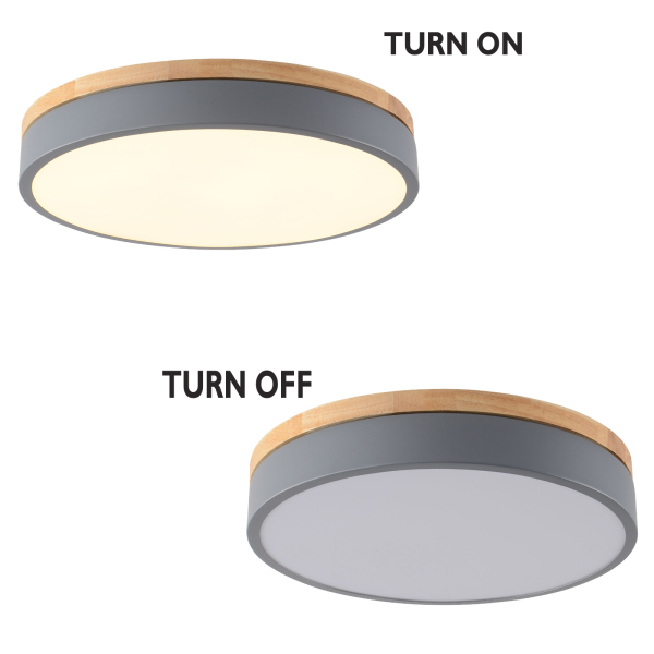 40CM plafond moderne à LEDs lampe en bois plafonnier 36W Dimmable rond éclairage de plafond balcon chambre