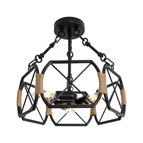 Luminaire de plafond industriel, luminaire de plafond de ferme rustique, luminaire de plafond hexagonal, noir