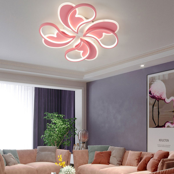 Plafonnier à intensité variable de 50 cm avec télécommande plafonnier pour salon plafonnier à LED encastré à intensité variable rose clair