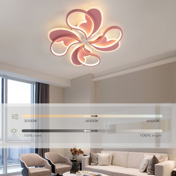 Plafonnier à intensité variable de 50 cm avec télécommande plafonnier pour salon plafonnier à LED encastré à intensité variable rose clair