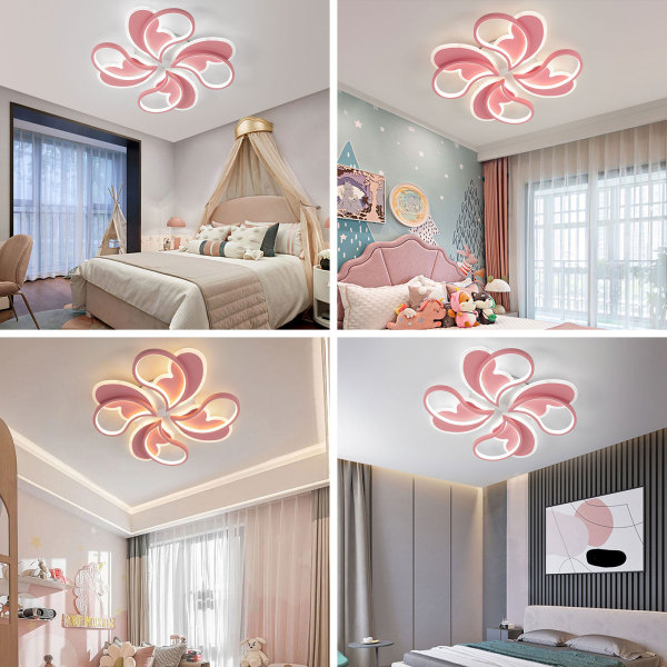 Plafonnier à intensité variable de 50 cm avec télécommande plafonnier pour salon plafonnier à LED encastré à intensité variable rose clair