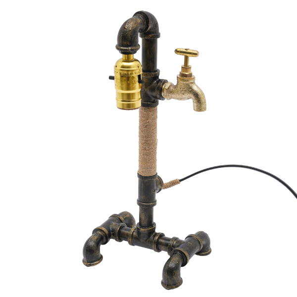 Lampe de table lampe de bureau lampe de conduite d'eau industrielle créative pour chevet (sans ampoule)