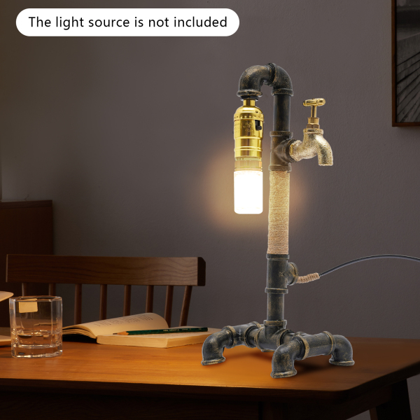 Lampe de table lampe de bureau lampe de conduite d'eau industrielle créative pour chevet (sans ampoule)