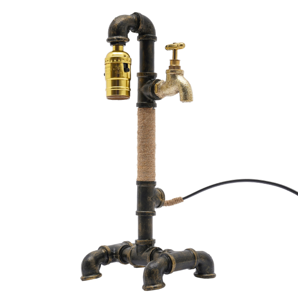 Lampe de table lampe de bureau lampe de conduite d'eau industrielle créative pour chevet (sans ampoule)