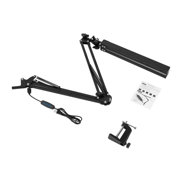 Lampe de lecture de table, lampe de bureau LED avec bouton poussoir, lampe de bureau, éclairage et luminosité réglables