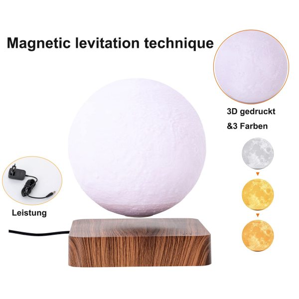 Lampe de lune en lévitation 3 couleurs - Veilleuse de table de lampe de lune d'impression 3D
