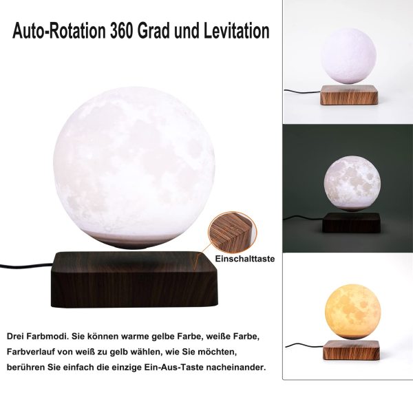 Lampe de lune en lévitation 3 couleurs - Veilleuse de table de lampe de lune d'impression 3D