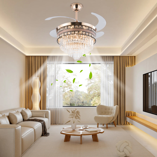 Éclairage de ventilateur de plafond moderne, éclairage de ventilateur de plafond de 42 pouces, éclairage de ventilateur de plafond avec télécommande