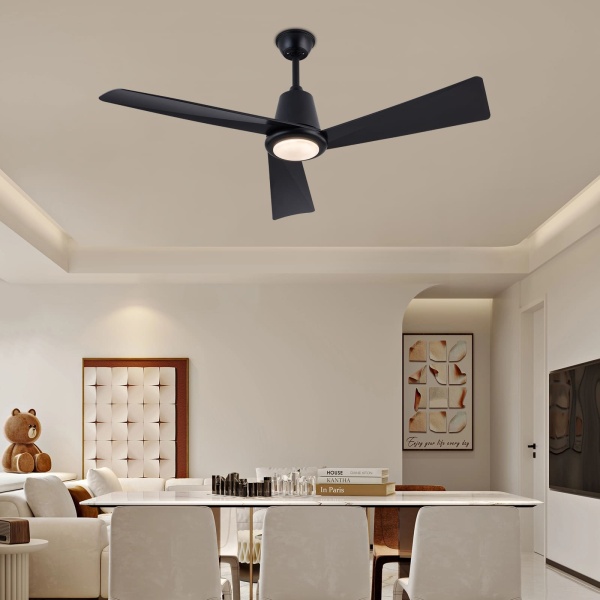 Lampe de ventilateur de plafond moderne 42 pouces avec télécommande, Lampe de ventilateur de plafond à deux voies, Trois températures de couleur (noir)