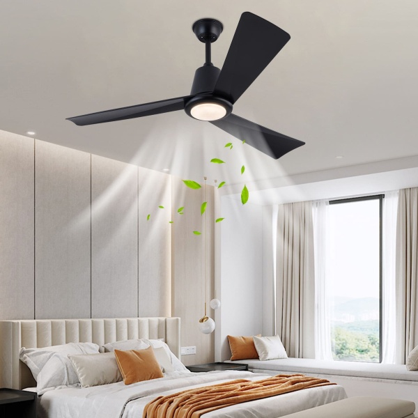 Lampe de ventilateur de plafond moderne 42 pouces avec télécommande, Lampe de ventilateur de plafond à deux voies, Trois températures de couleur (noir)