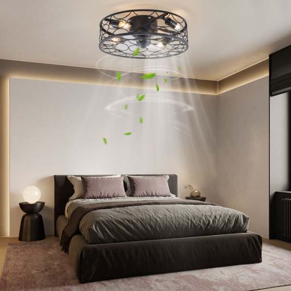 Yolancity Ventilateur de plafond avec éclairage, lampe avec ventilateur et télécommande minuteur, 6 niveaux réglables pour salon, salle à manger, chambre à coucher,