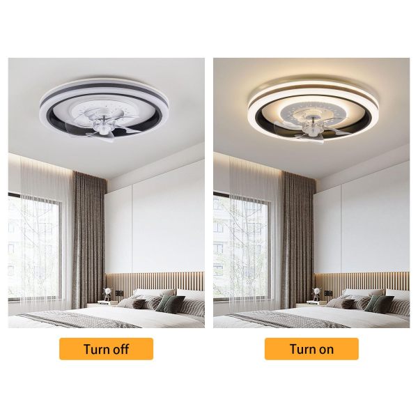 Ventilateur de plafond avec lumière à intensité variable 6 vitesses Lumière du ventilateur avec télécommande pour chambre, salon