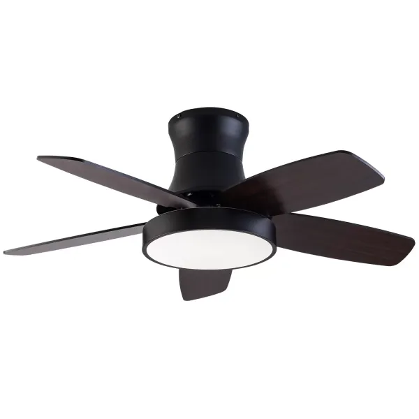 Lustre de ventilateur de 42 pouces-BT258 noir brun-lumière tricolore avec conversion de fréquence et télécommande
