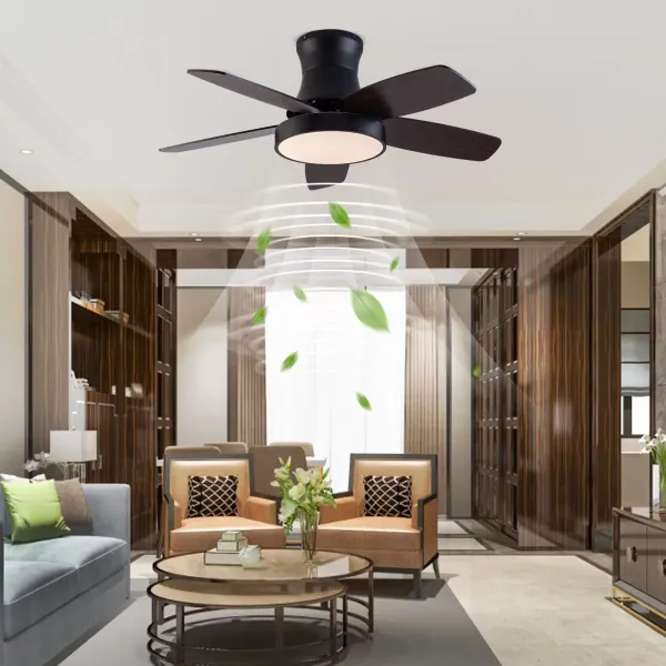 Lustre de ventilateur de 42 pouces-BT258 noir brun-lumière tricolore avec conversion de fréquence et télécommande