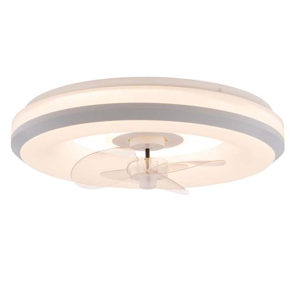Ventilateur de plafond moderne à profil bas avec lumière et fonction de gradation à distance avec mode nuit, ventilateur de plafond blanc de 18,5 pouces