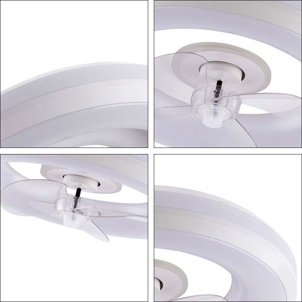 Ventilateur de plafond moderne à profil bas avec lumière et fonction de gradation à distance avec mode nuit, ventilateur de plafond blanc de 18,5 pouces