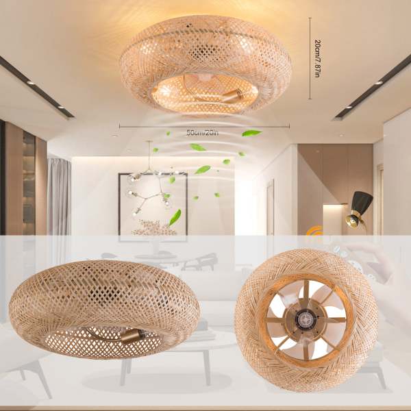 Ventilateur de plafond à cage, luminaire de ventilateur de plafond encastré pour chambre à coucher, salon et cuisine