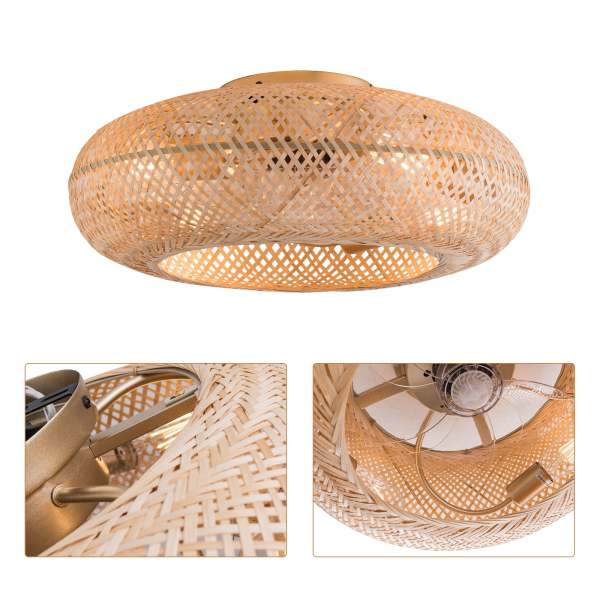 Ventilateur de plafond à cage, luminaire de ventilateur de plafond encastré pour chambre à coucher, salon et cuisine