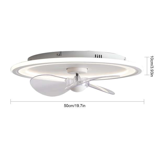 Ventilateur de plafond avec lumière encastrée Ventilateur de plafond LED moderne de 19,7 pouces avec profil bas à intensité variable, télécommande