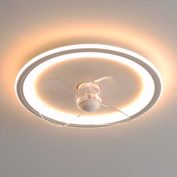 Ventilateur de plafond avec lumière encastrée Ventilateur de plafond LED moderne de 19,7 pouces avec profil bas à intensité variable, télécommande