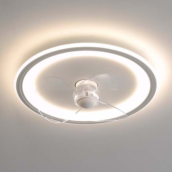 Ventilateur de plafond avec lumière encastrée Ventilateur de plafond LED moderne de 19,7 pouces avec profil bas à intensité variable, télécommande
