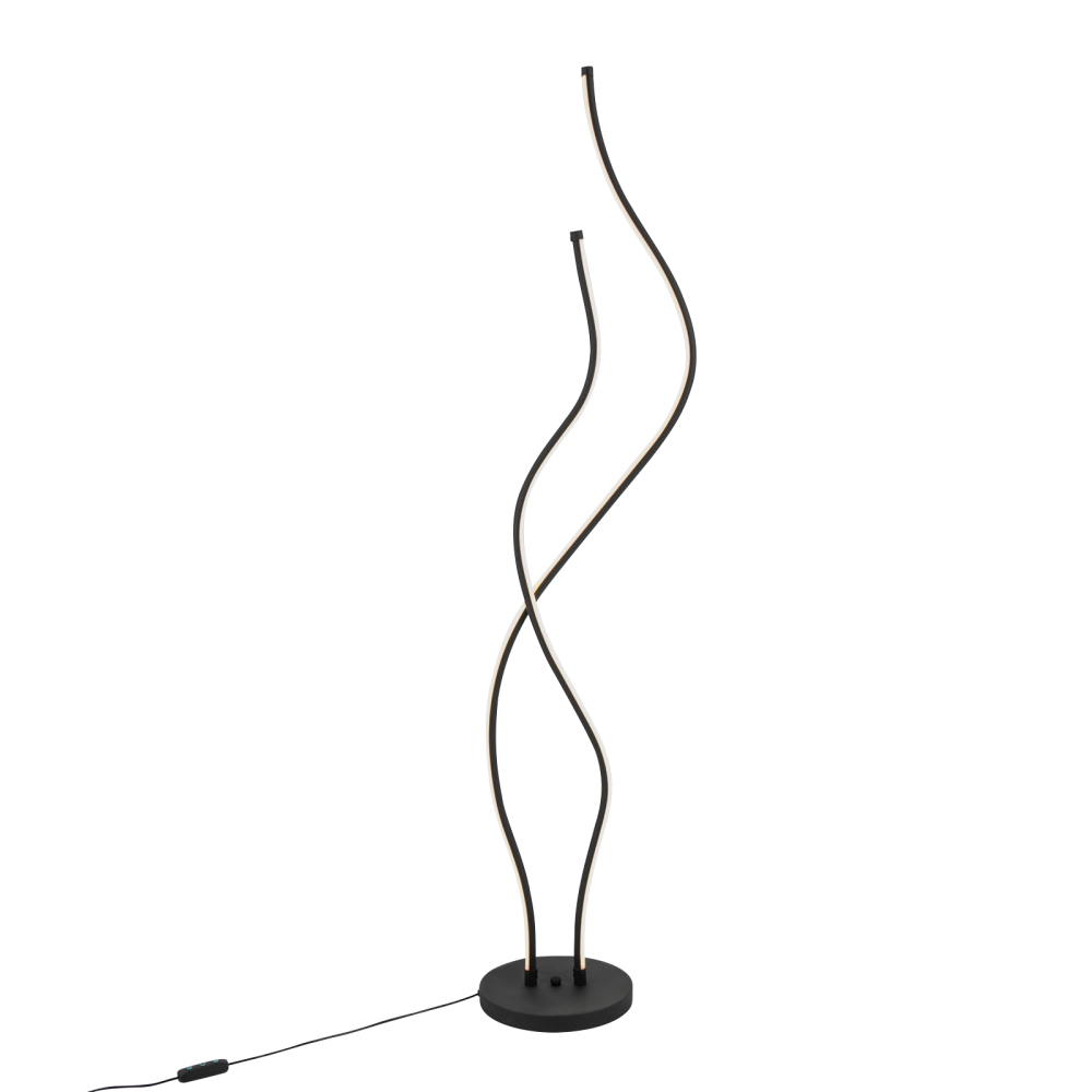 Lampadaire LED en spirale de 130 cm avec long cordon d'alimentation et base stable pour salons, restaurants, noir