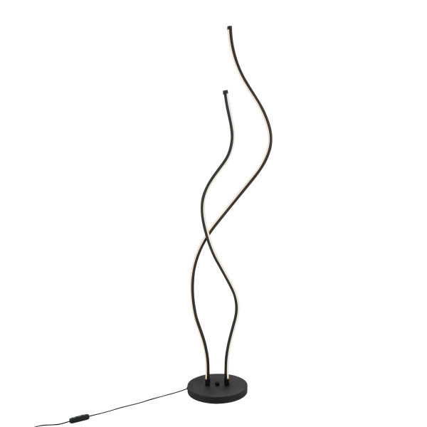 Lampadaire LED en spirale de 130 cm avec long cordon d'alimentation et base stable pour salons, restaurants, noir