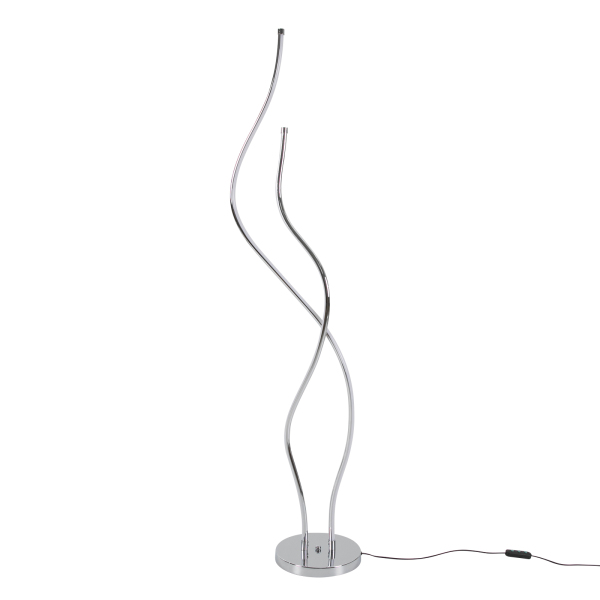 Lampadaire LED en spirale de 130 cm avec long cordon d'alimentation et base stable pour salons, restaurants, couleur argent