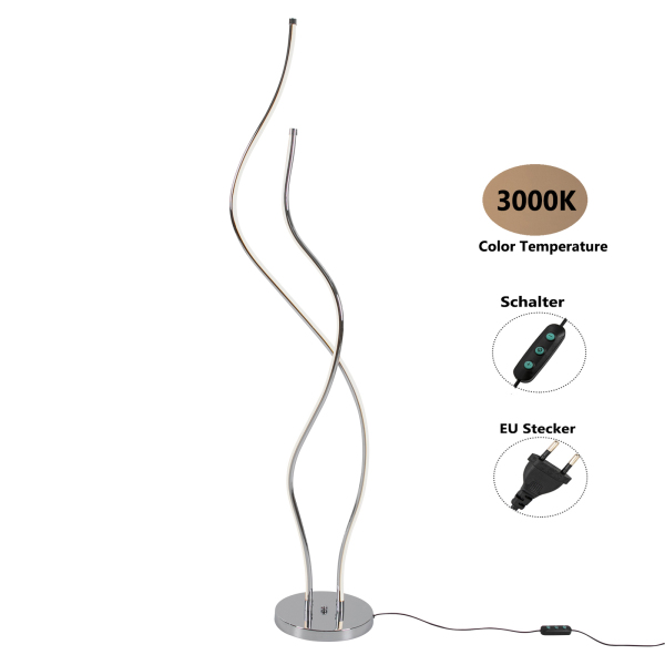 Lampadaire LED en spirale de 130 cm avec long cordon d'alimentation et base stable pour salons, restaurants, couleur argent Lampadaire LED en spirale de 130 cm avec long cordon d'alimentation et base stable pour salons, restaurants, couleur argent