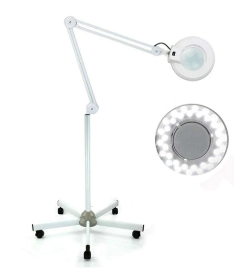 Lampe d'amplificateur LED 8 x luminosité, avec éclairage, lumière froide, lampe de maquillage, bras rotatifs, lentille d'amplification LED avec support et roues Lampe d'amplificateur LED 8 x luminosité, avec éclairage, lumière froide, lampe de maquillage, bras rotatifs, lentille d'amplification LED avec support et roues