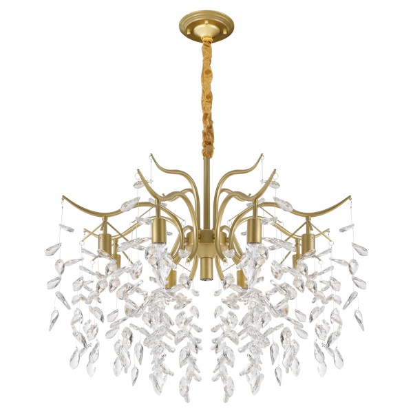 Plafonnier en cristal - Lustre en métal - 12 W - Design doré - Pour salon - Lustre - Décoration de luxe