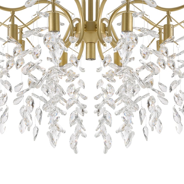 Plafonnier en cristal - Lustre en métal - 12 W - Design doré - Pour salon - Lustre - Décoration de luxe