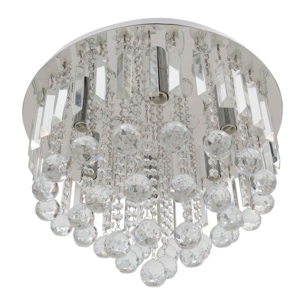 Plafonnier Cristal 48CM Clair Moderne LED Lustre en Cristal Rond Lustre Lampe à Suspension