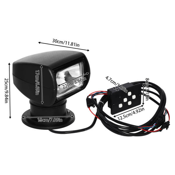 100W 12V Projecteur de recherche rotatif à 360° avec télécommande pour bateau maison champ
